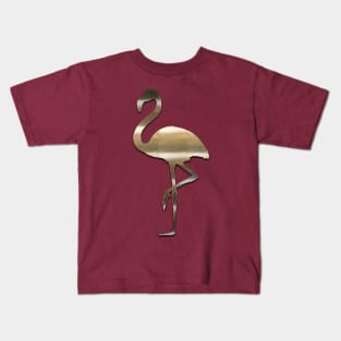 Gold Copper Look Flamingo Pattern Kids T-Shirt